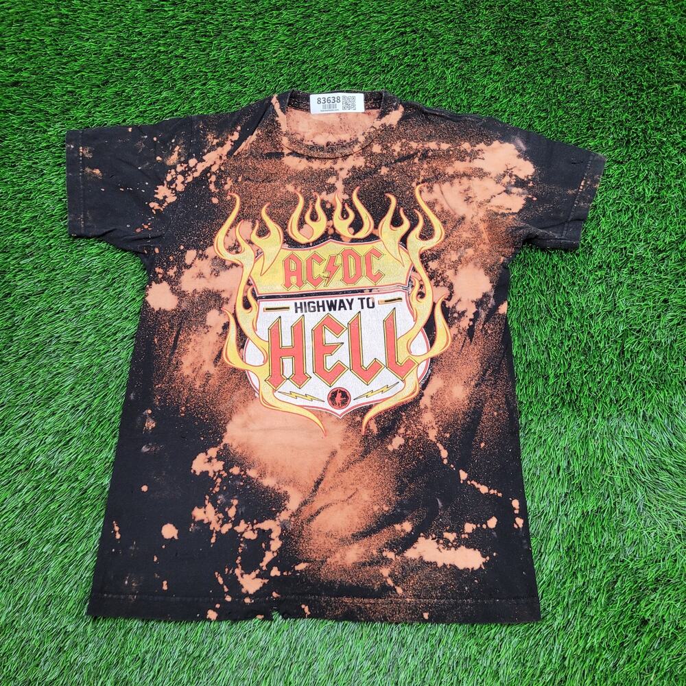 ACDC Bleached Shirt Women Medium 19x26 Highway-to-Hell Faded